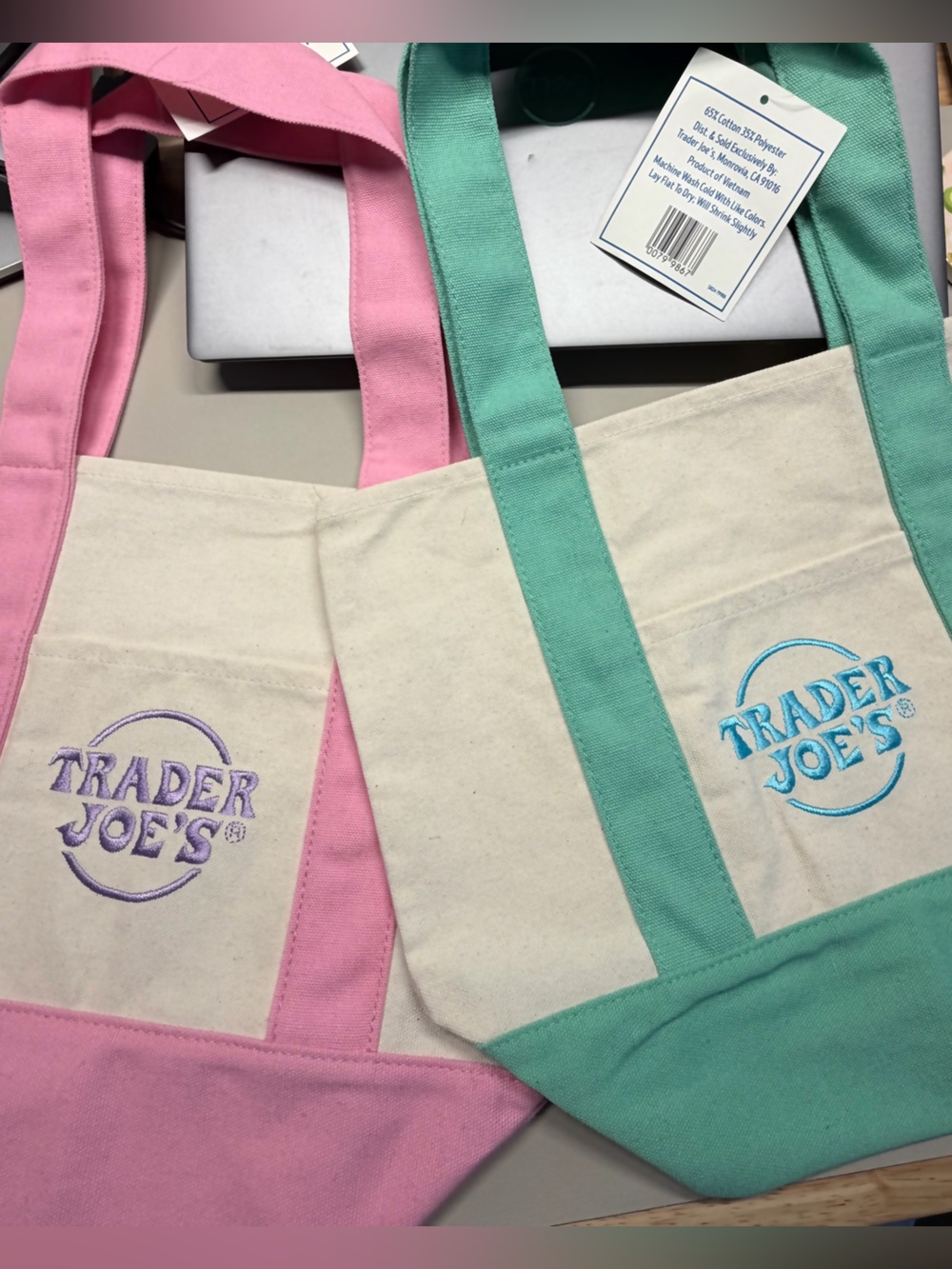 New Pink and Teal Trader Joe’s Mini Tote
